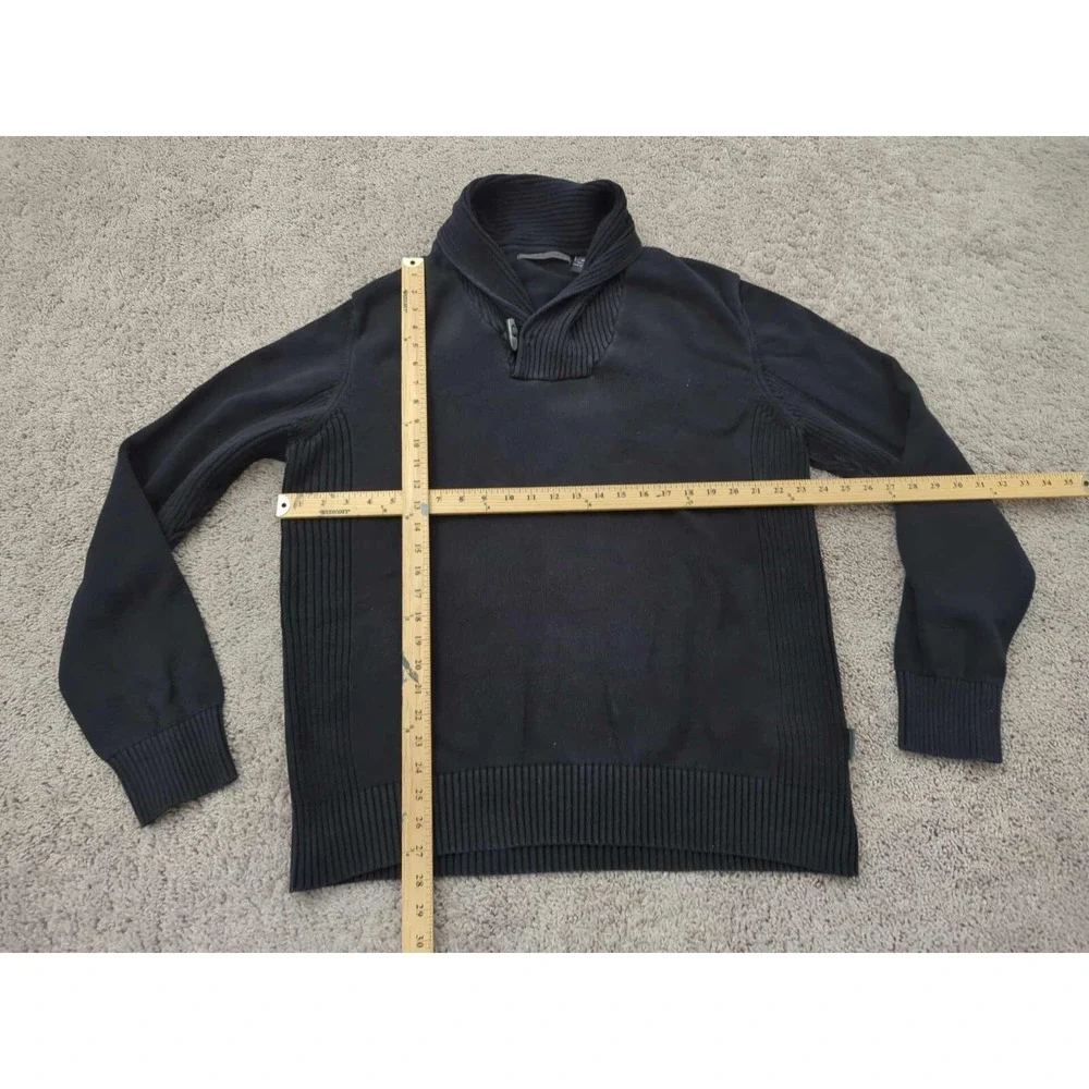 Sean John Sweater Mens XXL Black Pullover Long Sleeve Shawl Collar‎ Knit Classic